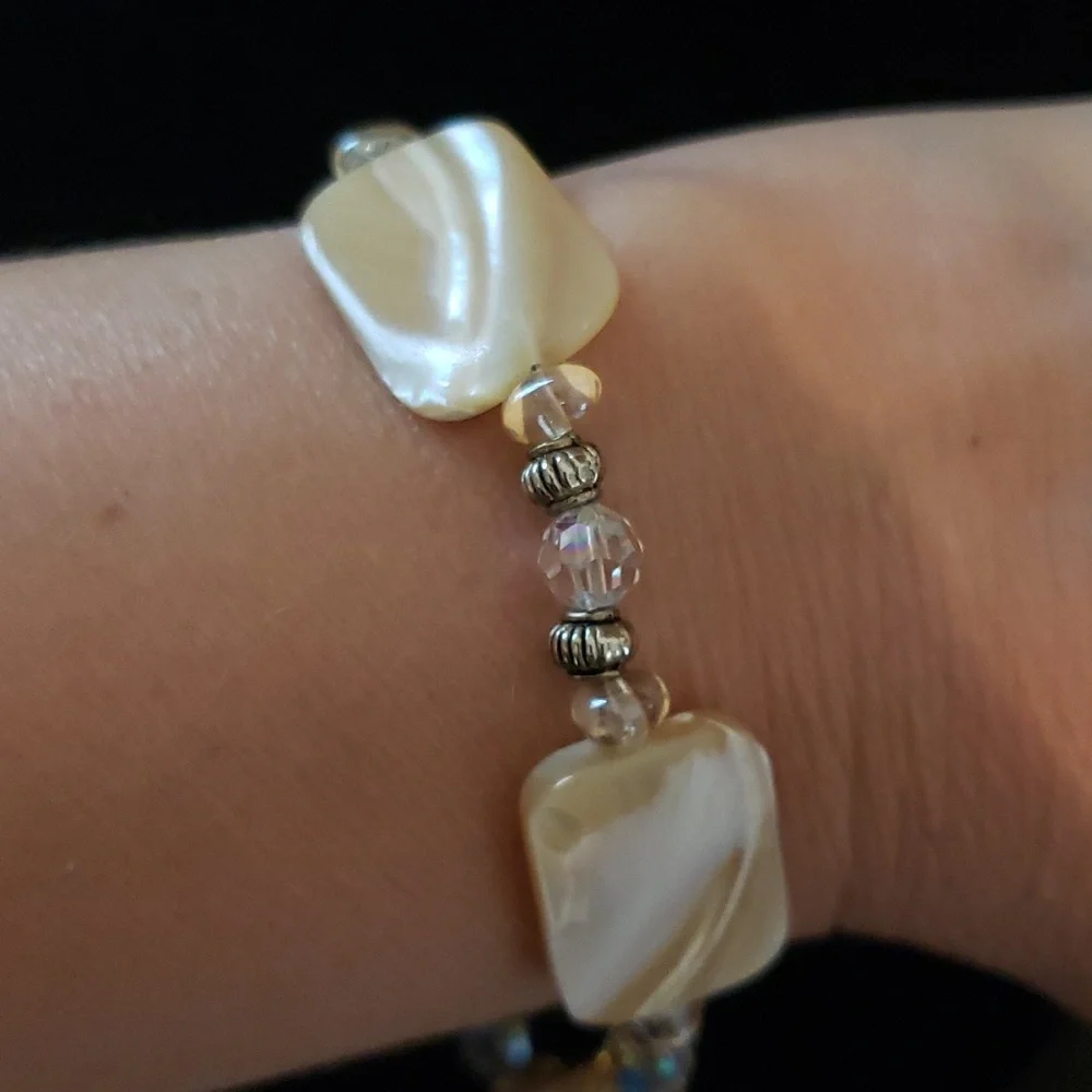 Stunning mother of pearl and AB crystal bracelet